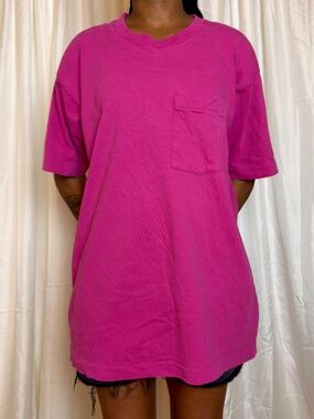 Vintage Fuchsia Magenta Single Stitch Pocket T-Shirt